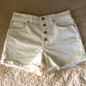 White Denim High Waisted Shorts